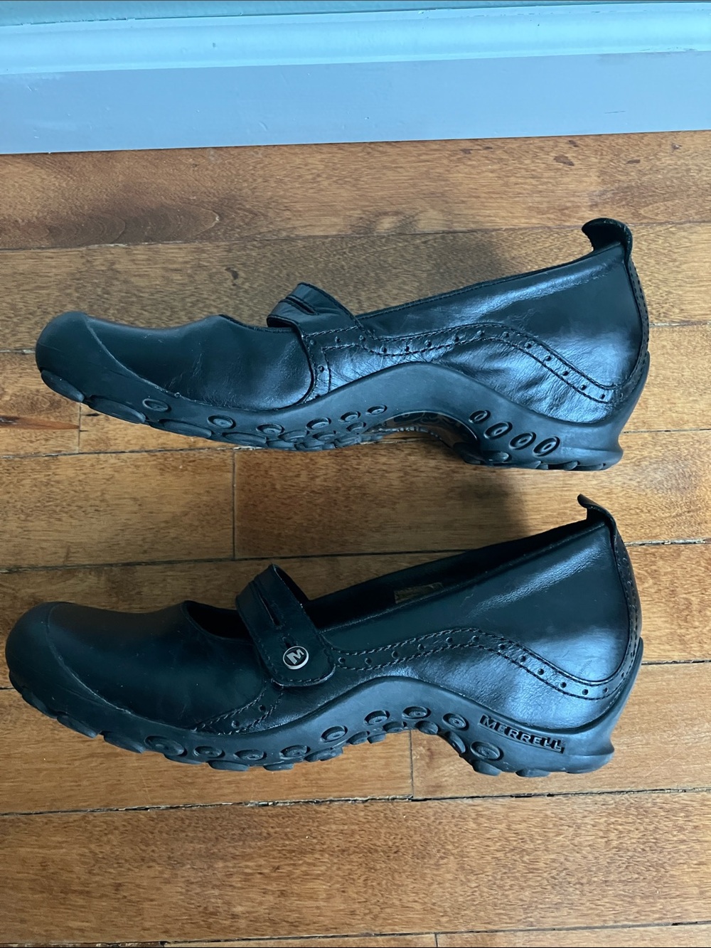 Merrell Plaza Bandeau Mary Jane Black Leather Shoes Womens 10